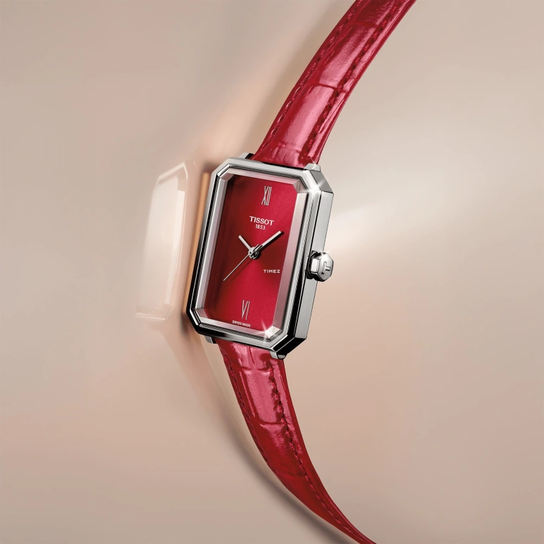 Tissot,Bellissima 30x21.80mm,30x21.80mm,Stainless Steel,Red,Quartz,Sapphire,Crystal Glass,Rectangular,T160,T160.110.16.423.00