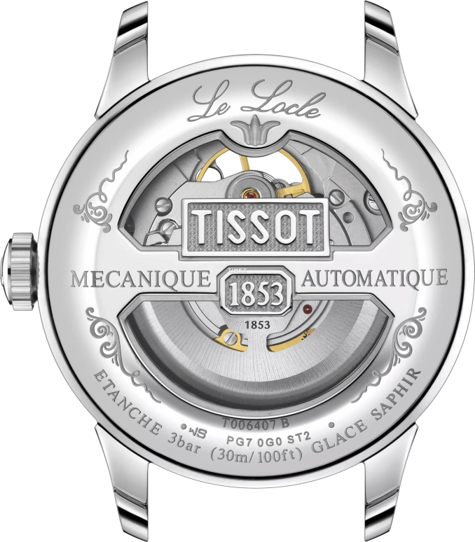 Tissot,Le Locle 39.30mm,39.30mm,Stainless Steel,Silver,Automatic,In-house Caliber,Sapphire,T006,T006.407.11.033.02