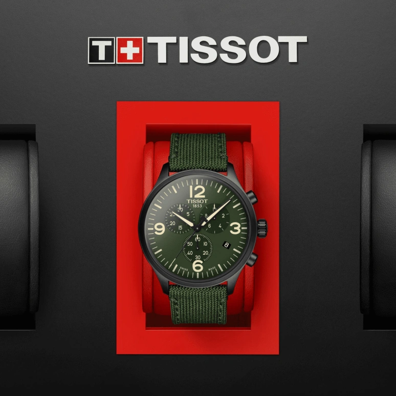 Tissot,XL 45mm,45mm,Stainless Steel,Green,Quartz,Chronograph,Date,Rattrapante,T116,T116.617.37.097.00