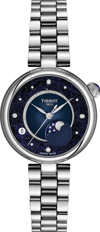 Tissot,Bellissima 29.60mm,29.60mm,Stainless Steel,Blue,Quartz,Moonphase,Day,T152,T152.223.11.496.00