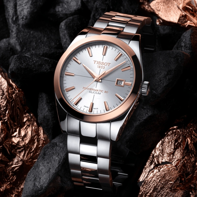 Tissot,Gentleman 40mm,40mm,Red Gold,Stainless Steel,Silver,Automatic,Date,80hours,T927,T927.407.41.031.00