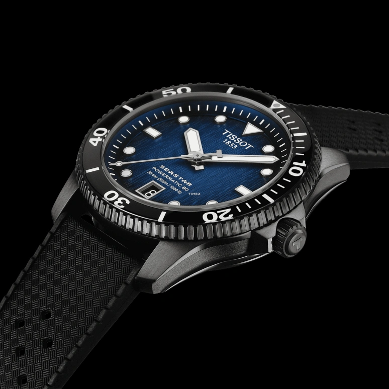 Tissot,Seastar 40mm,40mm,Stainless Steel,Blue,Automatic,Day,In-house Caliber,T120,T120.807.37.041.00