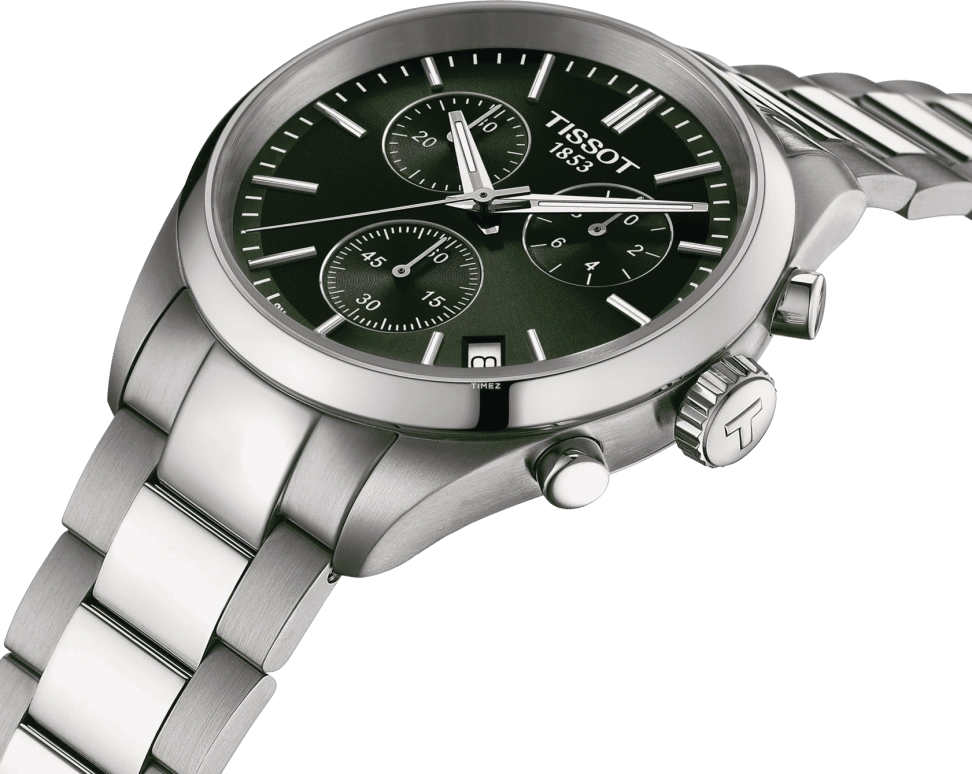 Tissot,PR 100 40mm,40mm,Stainless Steel,Green,Quartz,Chronograph,Day,T150,T150.417.11.091.00