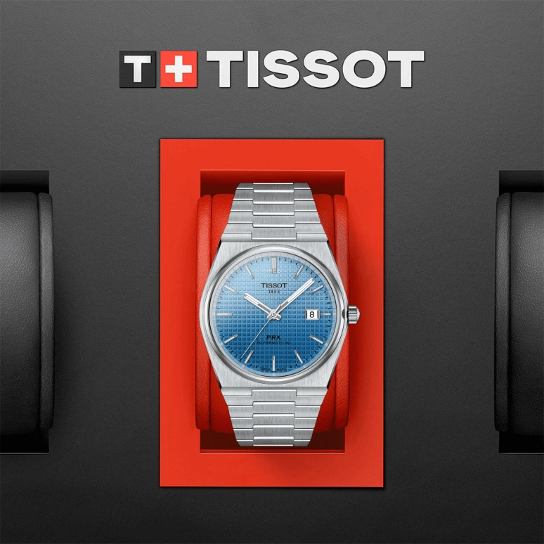 Tissot,PRX 40mm,40mm,Stainless Steel,Gradient,Ice Blue,Automatic,Day,Anti-magnetic,T137,T137.407.11.351.01