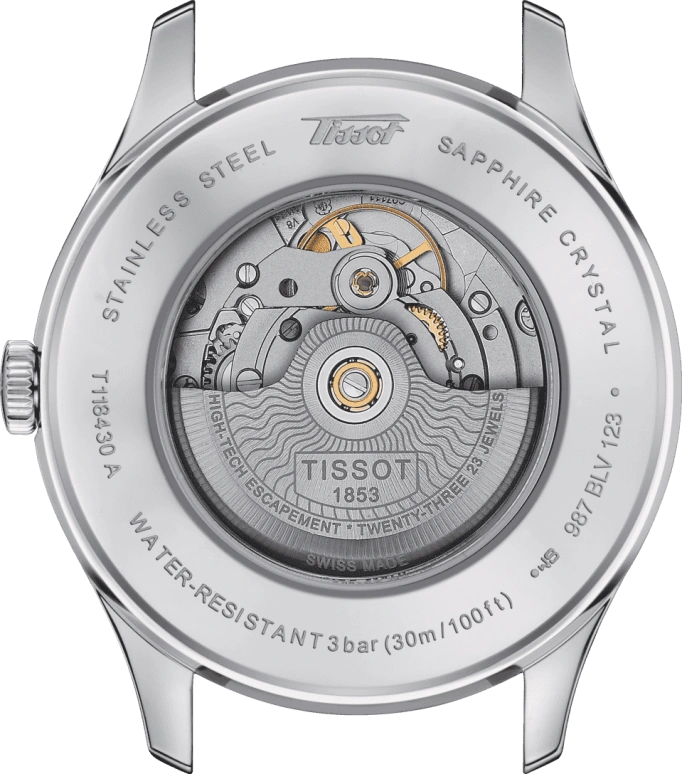 Tissot,Heritage 42mm,42mm,Stainless Steel,Black,Automatic,Date,Day,T118,T118.430.16.051.00