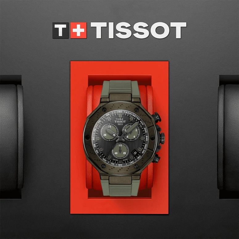 Tissot,Chemin Des Tourelles 45mm,45mm,Stainless Steel,Black,Green,Quartz,Chronograph,Day,T141,T141.417.37.061.02