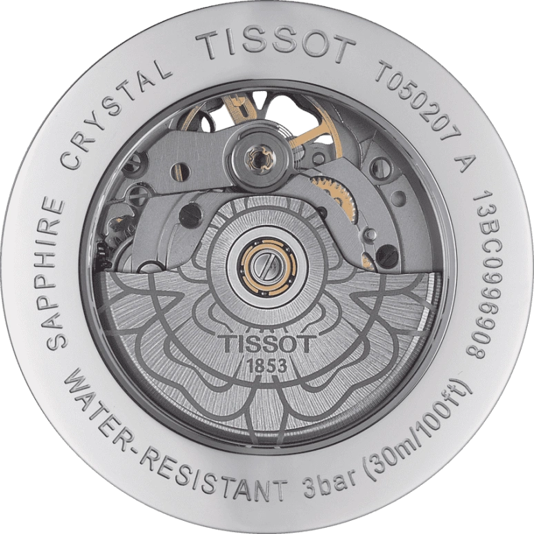 Tissot,Lady Heart 35mm,35mm,Stainless Steel,White,Brown,Automatic,80hours,Sapphire,Crystal Glass,T050,T050.207.37.117.04
