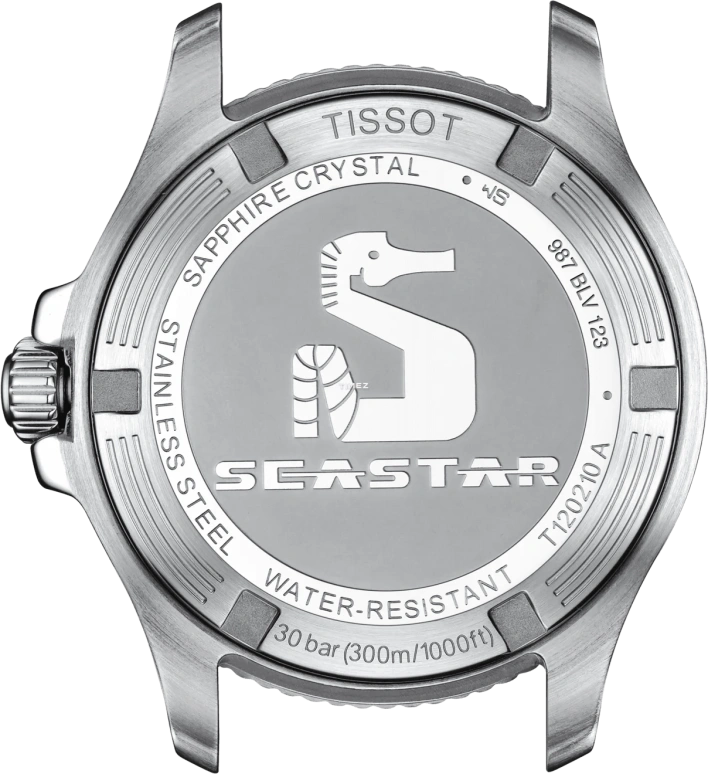 Tissot,Seastar 36mm,36mm,Stainless Steel,Black,Quartz,Day,Sapphire,Crystal Glass,T120,T120.210.22.051.01