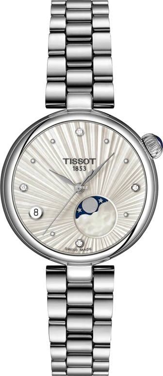 Tissot,Bellissima 29.60mm,29.60mm,Stainless Steel,Silver,Quartz,Moonphase,Day,T152,T152.223.11.036.00