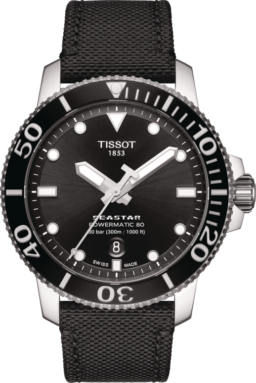 Tissot,Seastar 43mm,43mm,Stainless Steel,Black,Automatic,Day,80hours,T120,T120.407.17.051.00