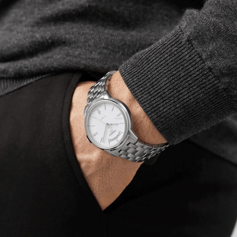 Tissot,T-Classic 39.70mm,39.70mm,Stainless Steel,White,Automatic,Date,Day,T0659301103100