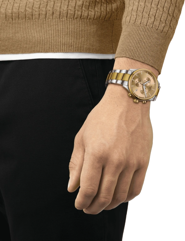 Tissot,XL 45mm,45mm,Stainless Steel,Champagne,Quartz,Chronograph,Date,Rattrapante,T116,T116.617.22.021.00
