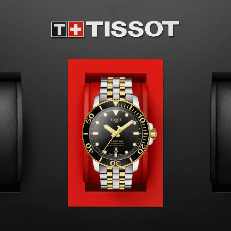 Tissot,Seastar 43mm,43mm,Stainless Steel,Ceramic,Black,Automatic,Day,80hours,T120,T120.407.22.051.00
