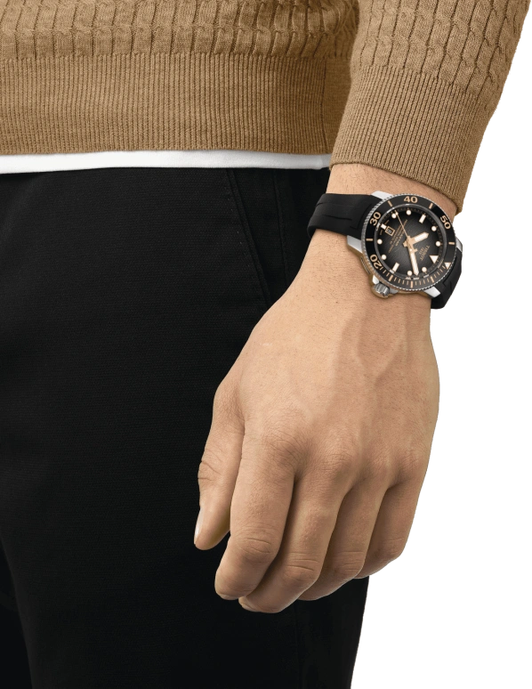 Tissot,Seastar 46mm,46mm,Ceramic,Stainless Steel,Black,Automatic,Day,80hours,T120,T120.607.17.441.01