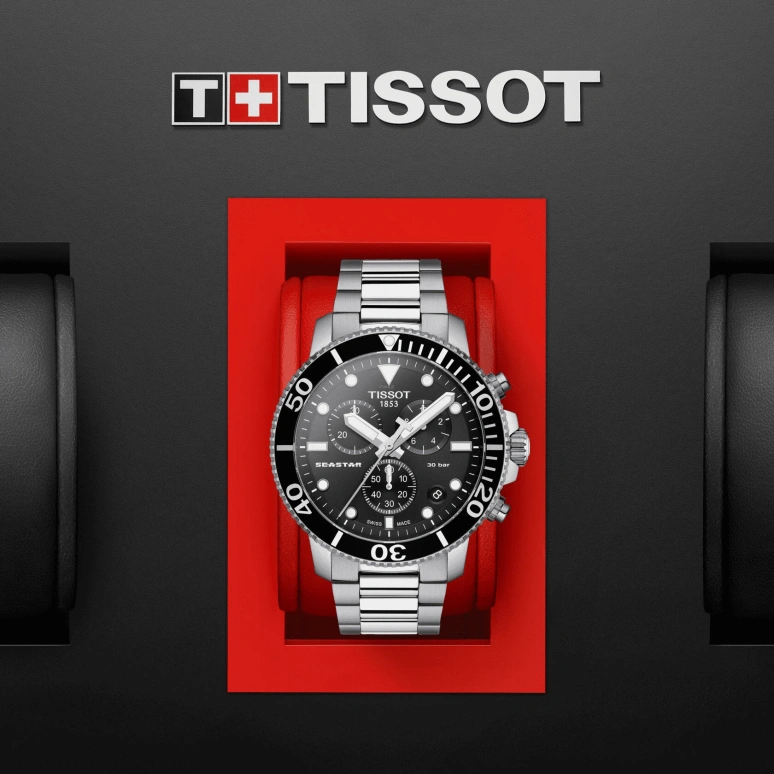 Tissot,Seastar 45.50mm,45.50mm,Stainless Steel,Black,Quartz,Chronograph,Date,Rattrapante,T120,T120.417.11.051.00