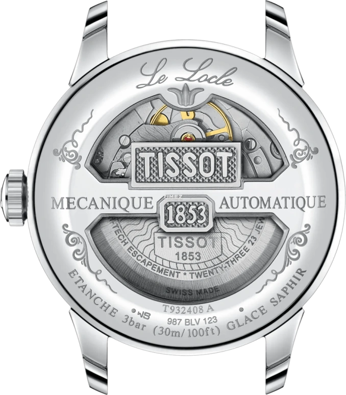 Tissot,Le Locle 39.30mm,39.30mm,Stainless Steel,Rose Gold,Blue,Automatic,Day,Sapphire,Crystal Glass,T932,T932.408.46.043.00