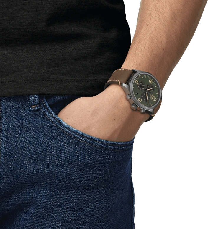 Tissot,XL 45mm,45mm,Stainless Steel,Green,Quartz,Chronograph,Day,T116,T116.617.36.097.00