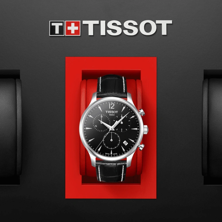Tissot,Tradition 42mm,42mm,Stainless Steel,Black,Quartz,Chronograph,Date,Rattrapante,T063,T063.617.16.057.00