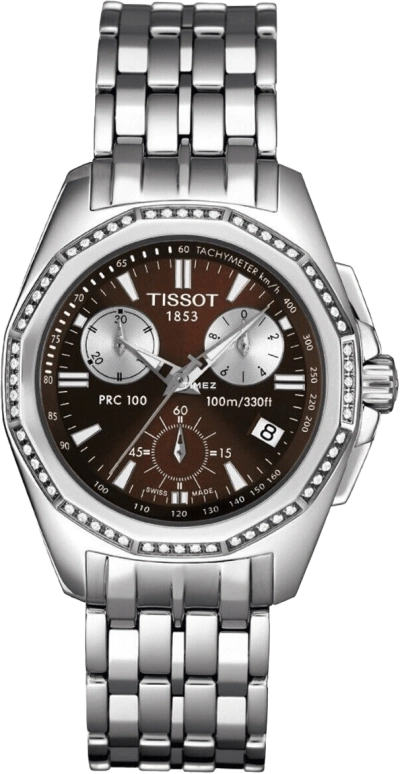 Tissot,PRC 100 34.80mm,34.80mm,Stainless Steel,Coffee,Quartz,Chronograph,Day,T22,T22.1.486.11