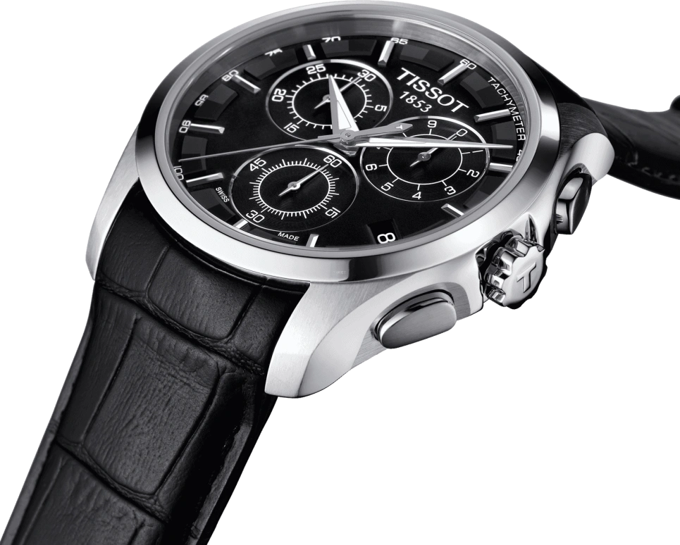 Tissot,Couturier 41mm,41mm,Stainless Steel,Black,Quartz,Chronograph,Date,Rattrapante,T035,T035.617.16.051.00