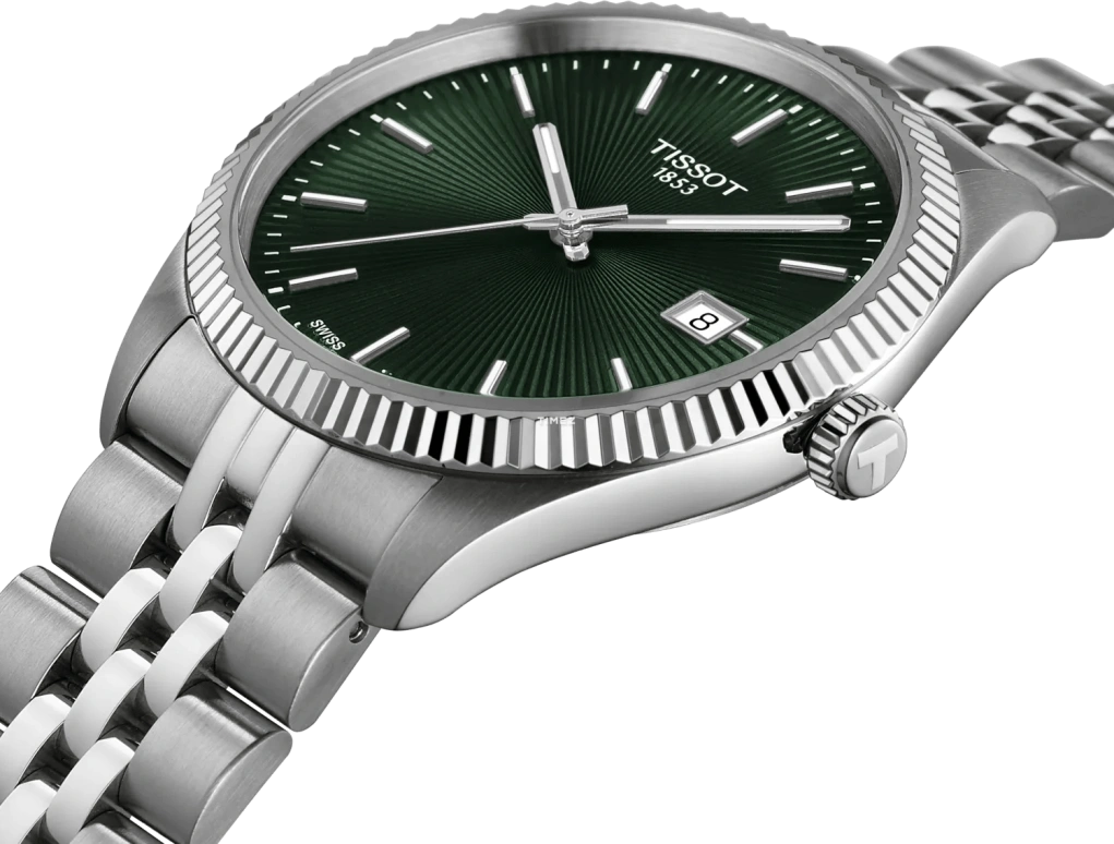 Tissot,Ballade 40mm,40mm,Stainless Steel,Green,Quartz,Day,Sapphire,Crystal Glass,T156,T156.410.11.091.00