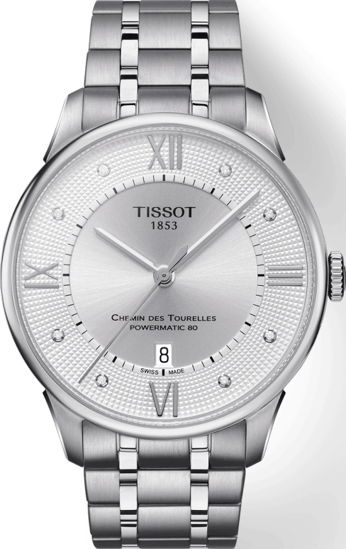 Tissot,Chemin Des Tourelles 42mm,42mm,Stainless Steel,Silver,Automatic,Day,80hours,T099,T099.407.11.033.00