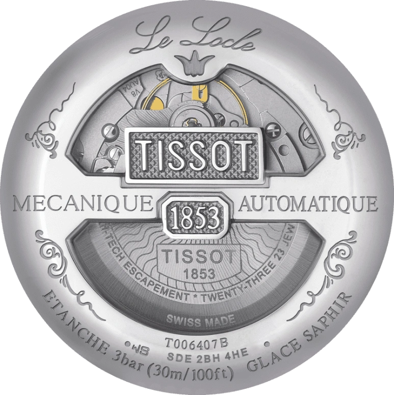 Tissot,Le Locle 39.30mm,39.30mm,Stainless Steel,Silver,Automatic,Day,80hours,T006,T006.407.11.033.00