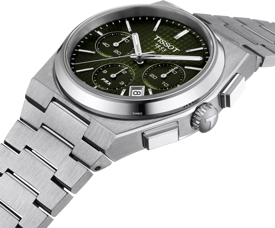 Tissot,PRX 41.50x42mm,41.50x42mm,Stainless Steel,Green,Automatic,Chronograph,Day,T137,T137.427.11.091.00
