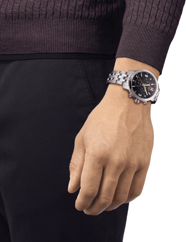 Tissot,PRC 200 42mm,42mm,Stainless Steel,Black,Quartz,Chronograph,Date,Rattrapante,T055,T055.417.11.057.00