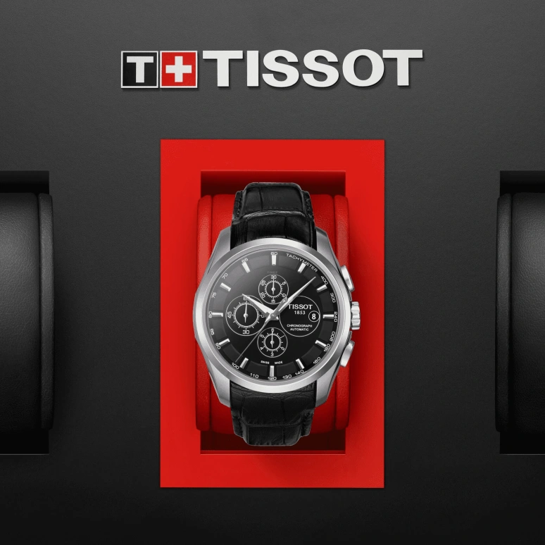 Tissot,Couturier 43mm,43mm,Stainless Steel,Black,Automatic,Chronograph,Date,Anti-magnetic,T035,T035.627.16.051.00