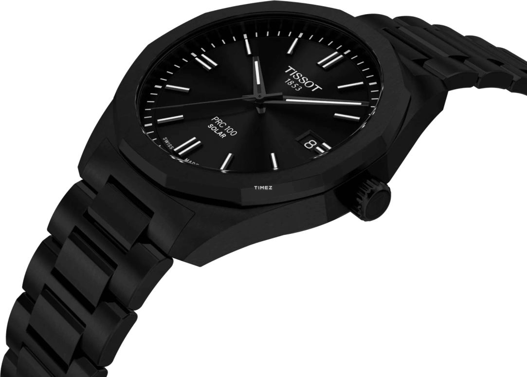 Tissot,PRC 100 39mm,39mm,Stainless Steel,Black,Quartz,Day,Solar Charging,T151,T151.422.33.051.00