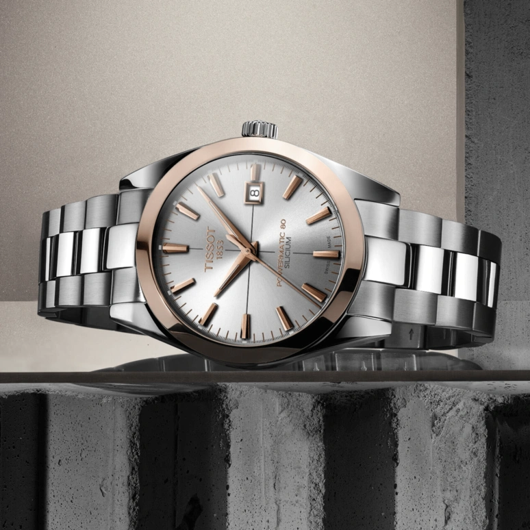Tissot,Gentleman 40mm,40mm,Red Gold,Stainless Steel,Silver,Automatic,Date,80hours,T927,T927.407.41.031.00