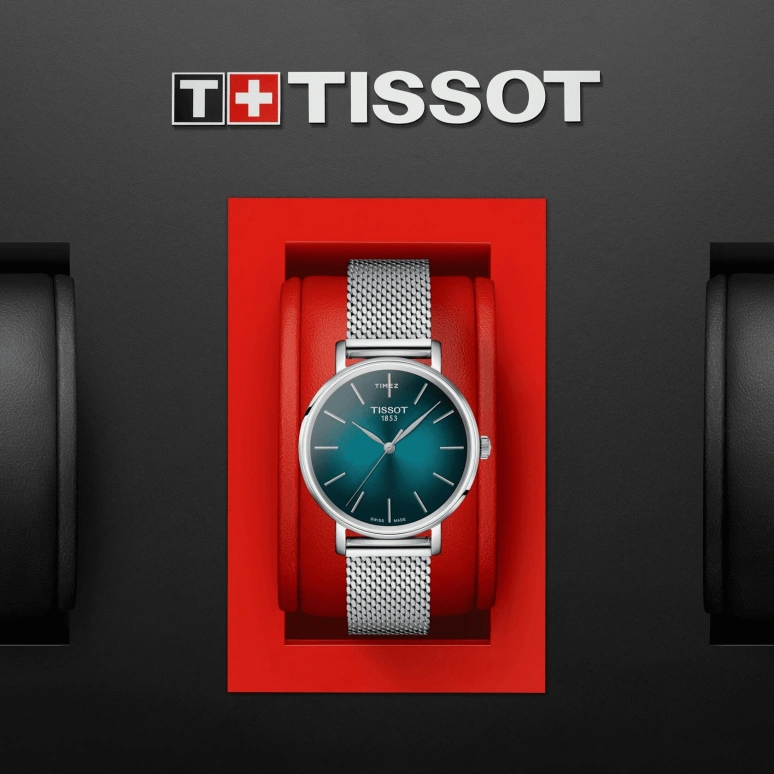 Tissot,Everytime 34mm,34mm,Stainless Steel,Green,Gradient,Quartz,Sapphire,Crystal Glass,Round,T143,T143.210.11.091.00