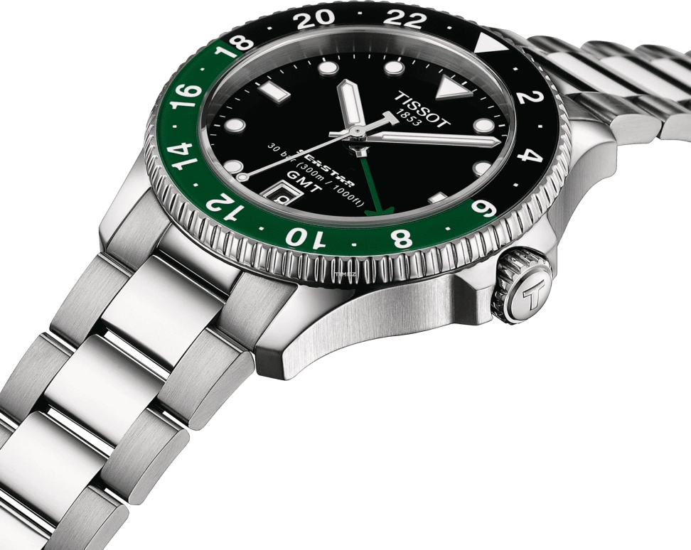 Tissot,Seastar 40mm,40mm,Stainless Steel,Black,Quartz,Day,Dule Time,T120,T120.852.11.051.00