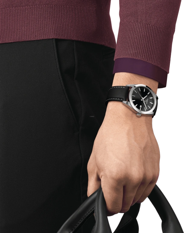 Tissot,Gentleman 40mm,40mm,Stainless Steel,Black,Quartz,Day,Sapphire,Crystal Glass,T127,T127.410.16.051.00