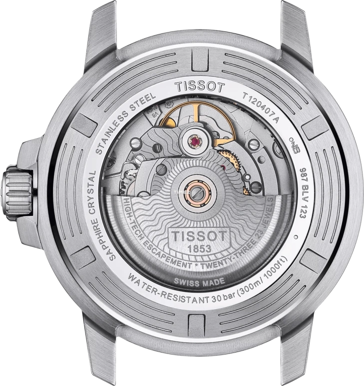 Tissot,Seastar 43mm,43mm,Stainless Steel,Blue,Gradient,Black,Automatic,Day,In-house Caliber,T120,T120.407.11.041.02
