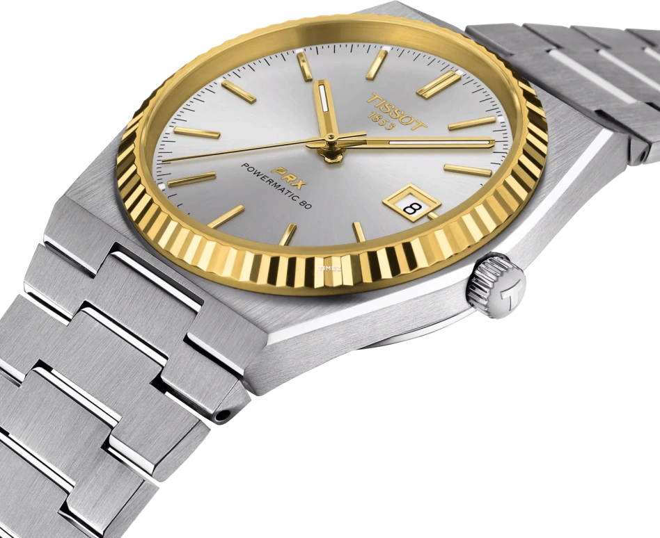 Tissot,PRX 40mm,40mm,Stainless Steel,Yellow Gold,Silver,Automatic,Day,Sapphire,Crystal Glass,T931,T931.407.41.031.01