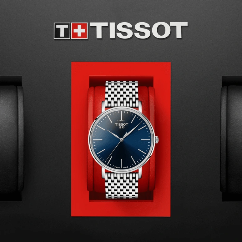 Tissot,Everytime 40mm,40mm,Stainless Steel,Blue,Quartz,26280hours,Sapphire,Crystal Glass,T143,T143.410.11.041.00