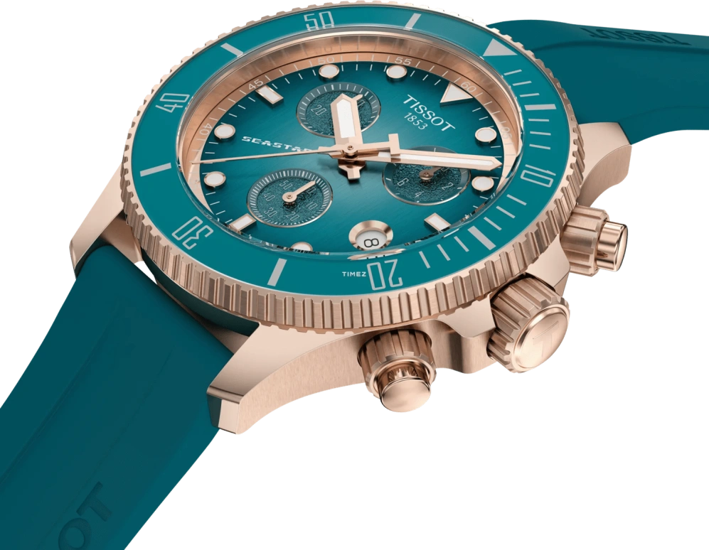 Tissot,Seastar 38mm,38mm,Stainless Steel,Green,Quartz,Chronograph,Day,T120,T120.217.37.041.00