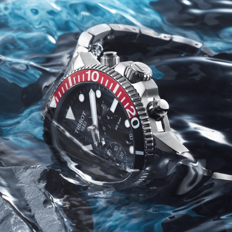 Tissot,Seastar 45.50mm,45.50mm,Stainless Steel,Black,Quartz,Chronograph,Date,Rattrapante,T120,T120.417.11.051.01