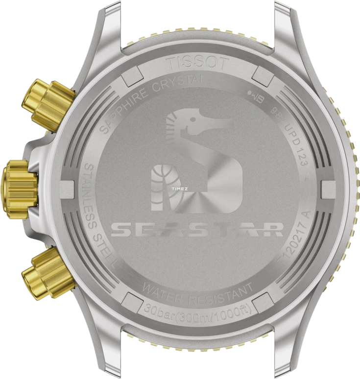 Tissot,Seastar 38mm,38mm,Stainless Steel,Black,Quartz,Chronograph,Day,T120,T120.217.22.061.00