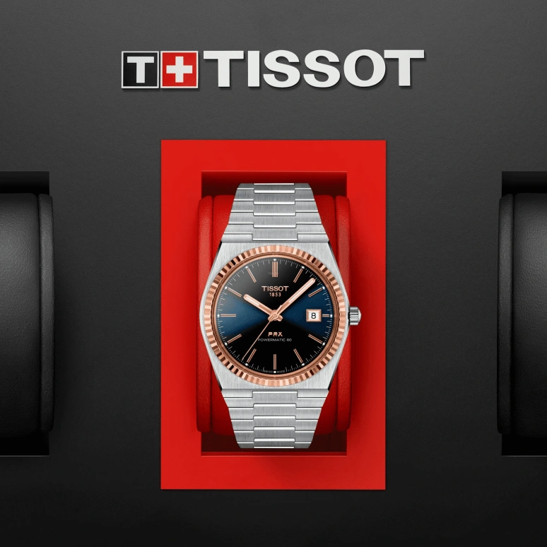 Tissot,PRX 40mm,40mm,Rose Gold,Stainless Steel,Blue,Gradient,Automatic,Day,80hours,T931,T931.407.41.041.00