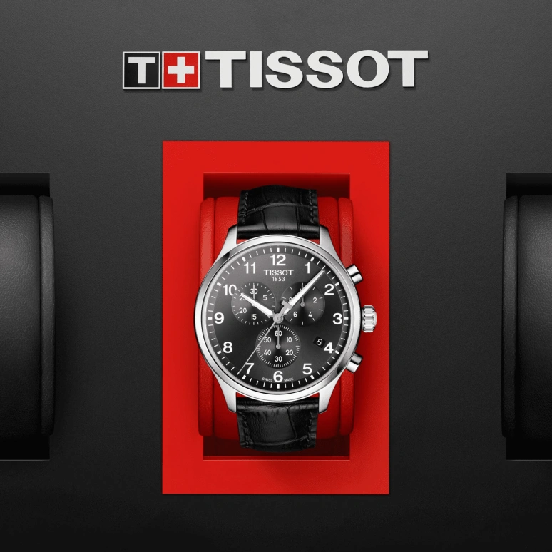 Tissot,XL 45mm,45mm,Stainless Steel,Black,Quartz,Chronograph,Date,Rattrapante,T116,T116.617.16.057.00