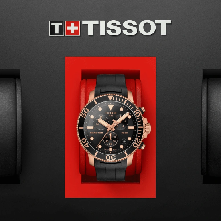 Tissot,Seastar 45.50mm,45.50mm,Stainless Steel,Black,Quartz,Chronograph,Date,Rattrapante,T120,T120.417.37.051.00