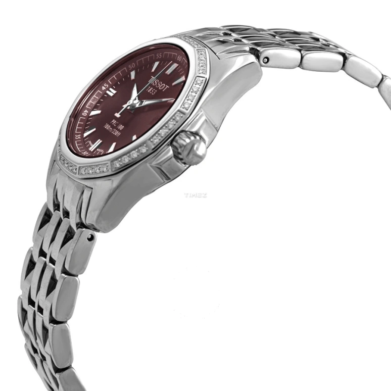 Tissot,PRC 100 28mm,28mm,Stainless Steel,Coffee,Quartz,Day,Sapphire,Crystal Glass,T22,T22.1.181.11