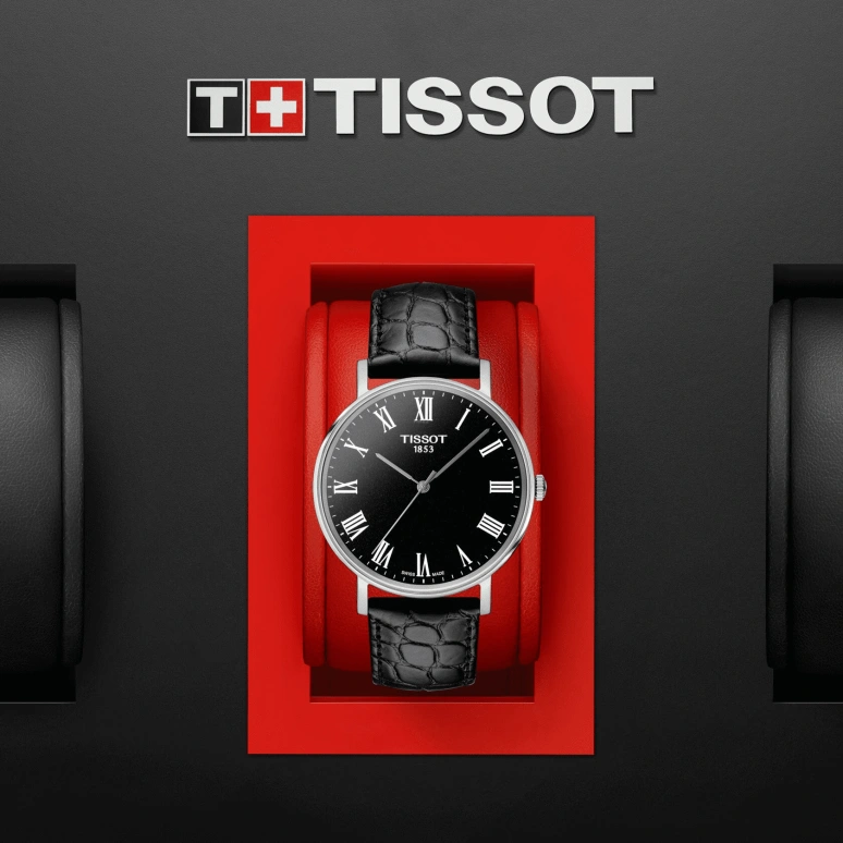 Tissot,Everytime 38mm,38mm,Stainless Steel,Black,Quartz,Day,Sapphire,T109,T109.410.16.053.00