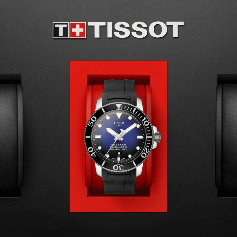 Tissot,Seastar 43mm,43mm,Stainless Steel,Blue,Automatic,Day,80hours,T120,T120.407.17.041.00