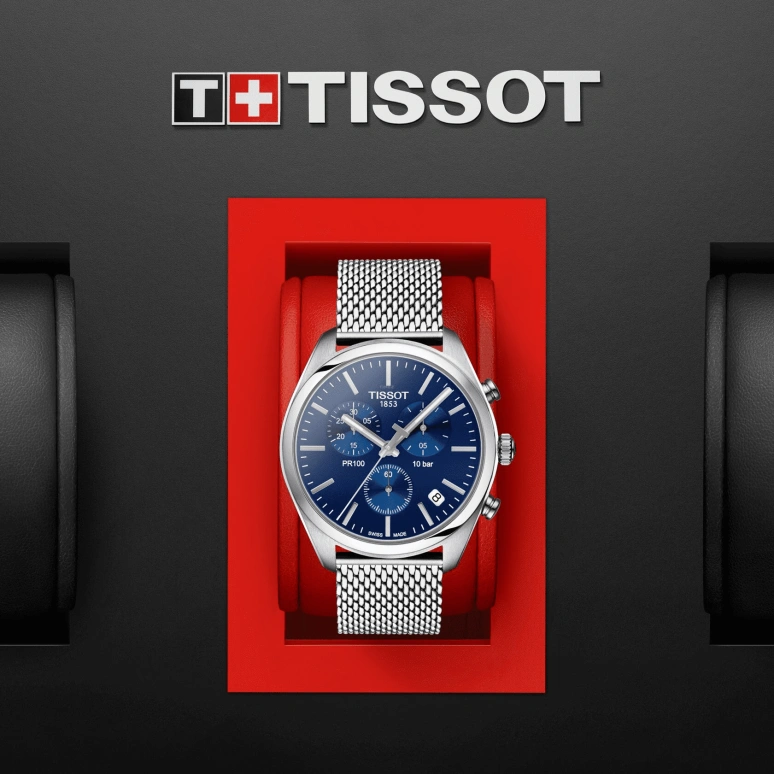 Tissot,PR 100 41mm,41mm,Stainless Steel,Blue,Quartz,Chronograph,Day,T101,T101.417.11.041.00