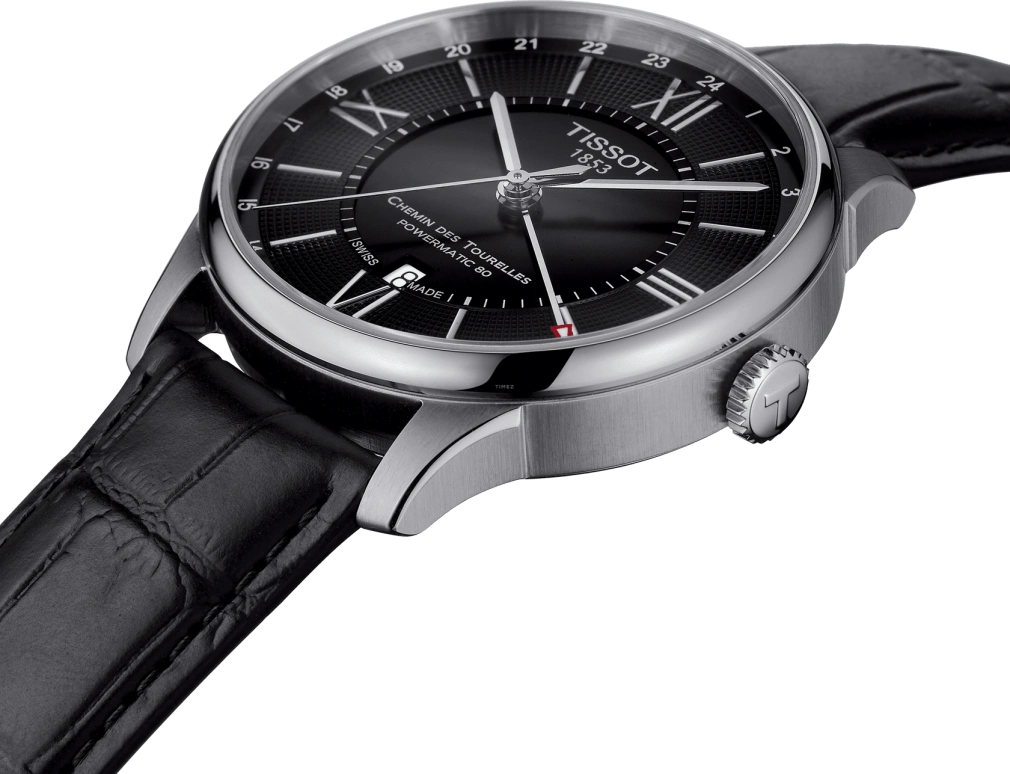 Tissot,Chemin Des Tourelles 42mm,42mm,Stainless Steel,Black,Automatic,Day,Dule Time,GMT,T099,T099.429.16.058.00