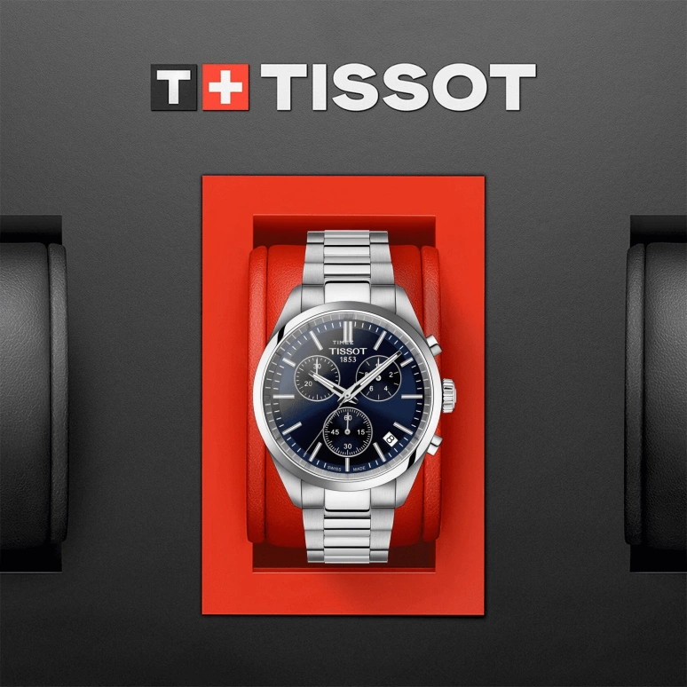 Tissot,PR 100 40mm,40mm,Stainless Steel,Blue,Quartz,Chronograph,Day,T150,T150.417.11.041.00